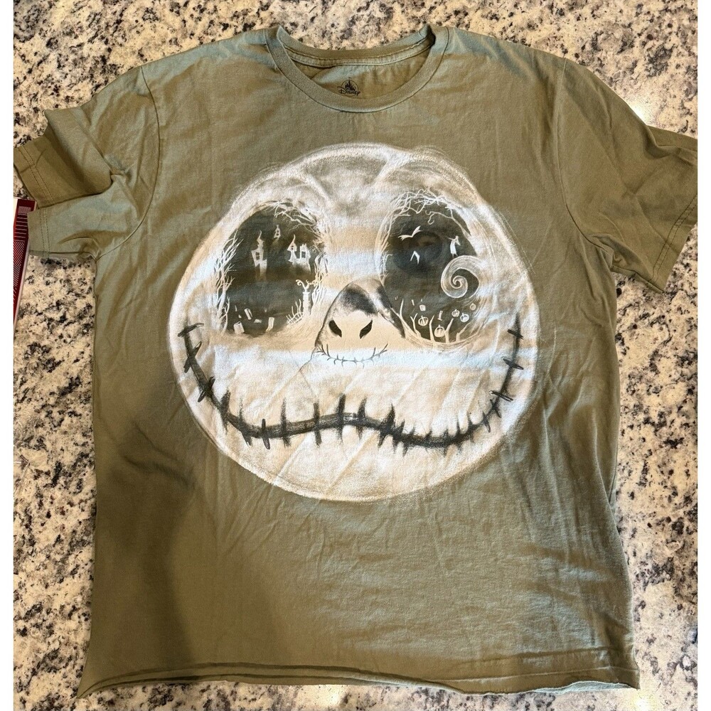 Disney Jack Skellington Nightmare Before Christmas Olive Green Graphic T-Shirt L